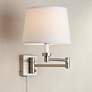 Vero Brushed Nickel Modern Swing Arm Plug-In Wall Lamp with USB Port