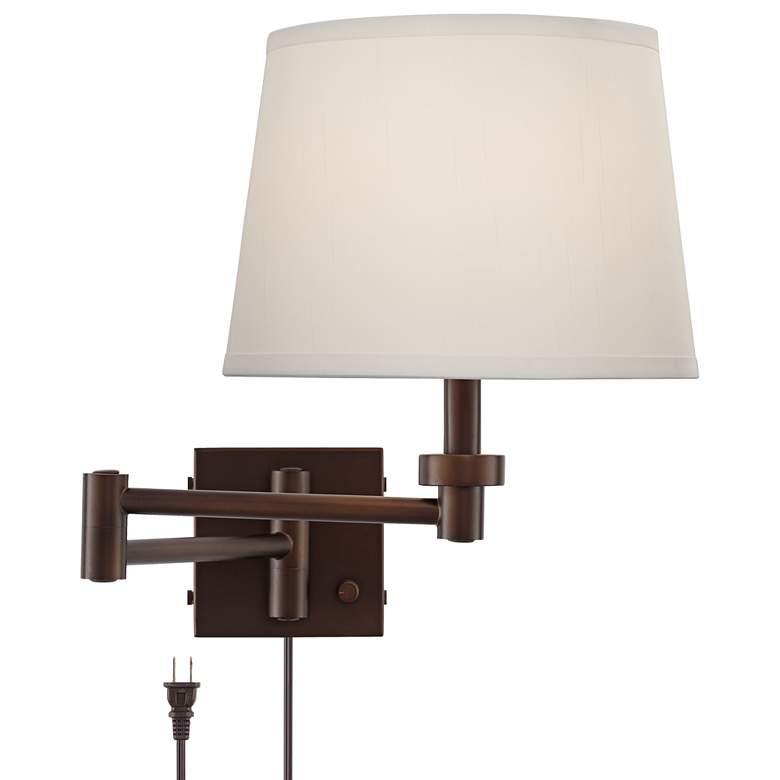 Image 2 Vero Oil-Rubbed Bronze Plug-In Swing Arm Wall Lamp with USB Port