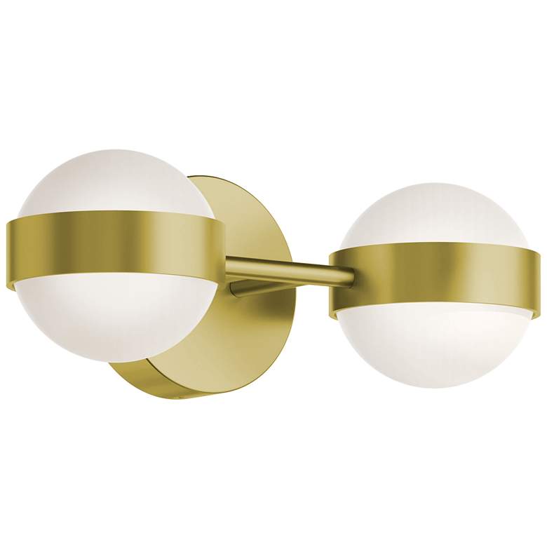 Image 1 Verona 14" Wide Satin Brass LED Vanity With White Acrylic Shade