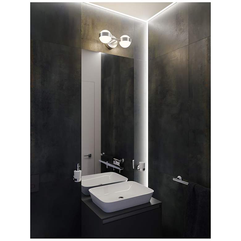 Image 2 Verona 14" Wide Satin Nickel LED Vanity With White Acrylic Shade more views