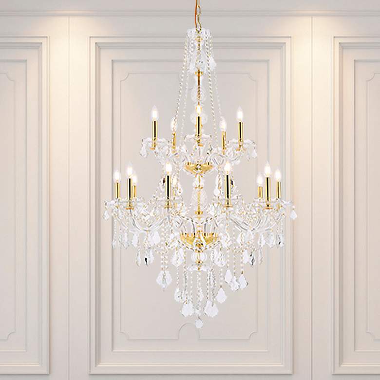 Image 1 Verona 15 Lt Gold Chandelier Clear