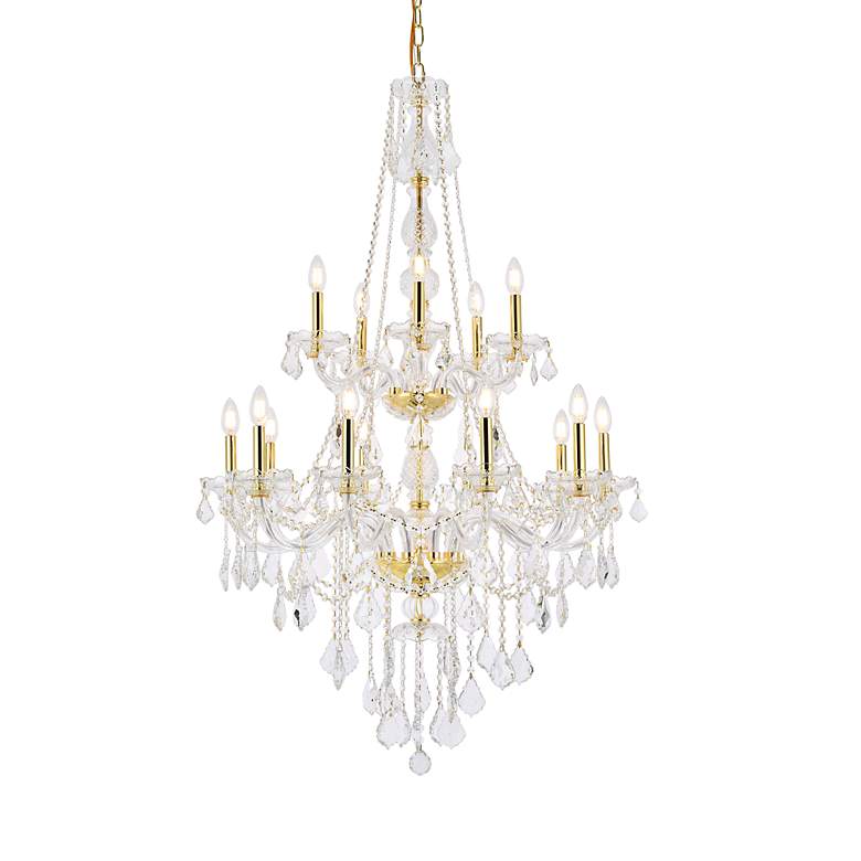 Image 4 Verona 15 Lt Gold Chandelier Clear more views