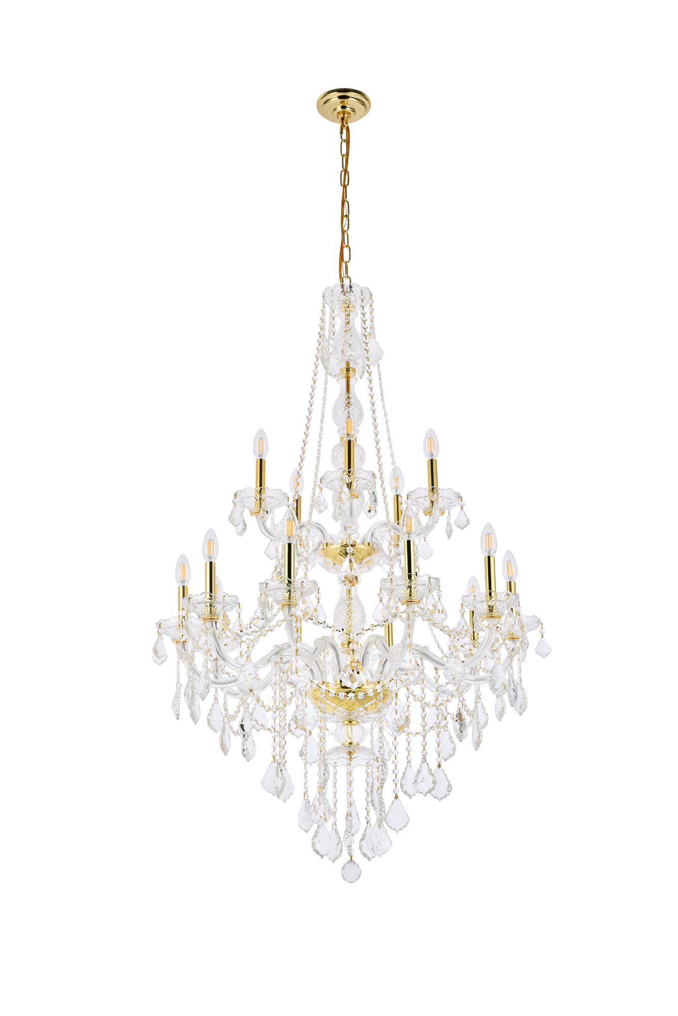 Verona 15 Lt Gold Chandelier Clear