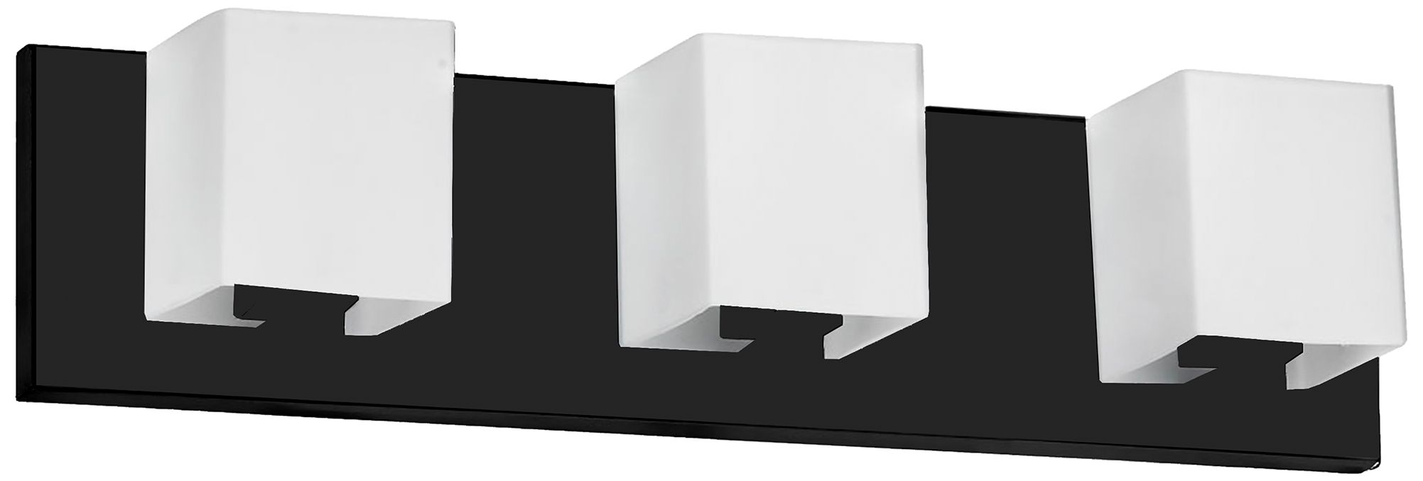 Verona 19" Wide 3 Light Matte Black Vanity Light With White Glass Shade