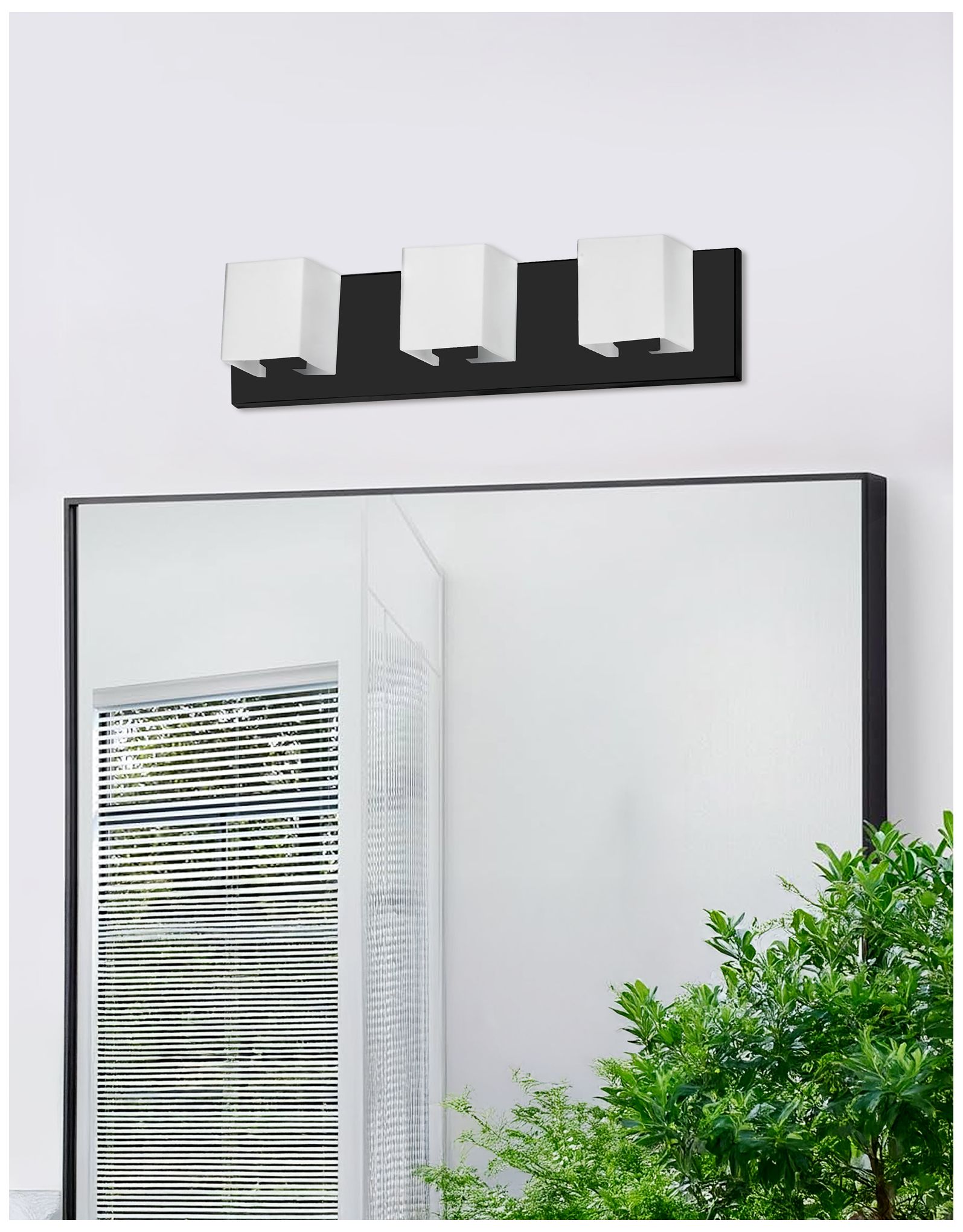 Image 3 Verona 19" Wide 3 Light Matte Black Vanity Light With White Glass Shade more views