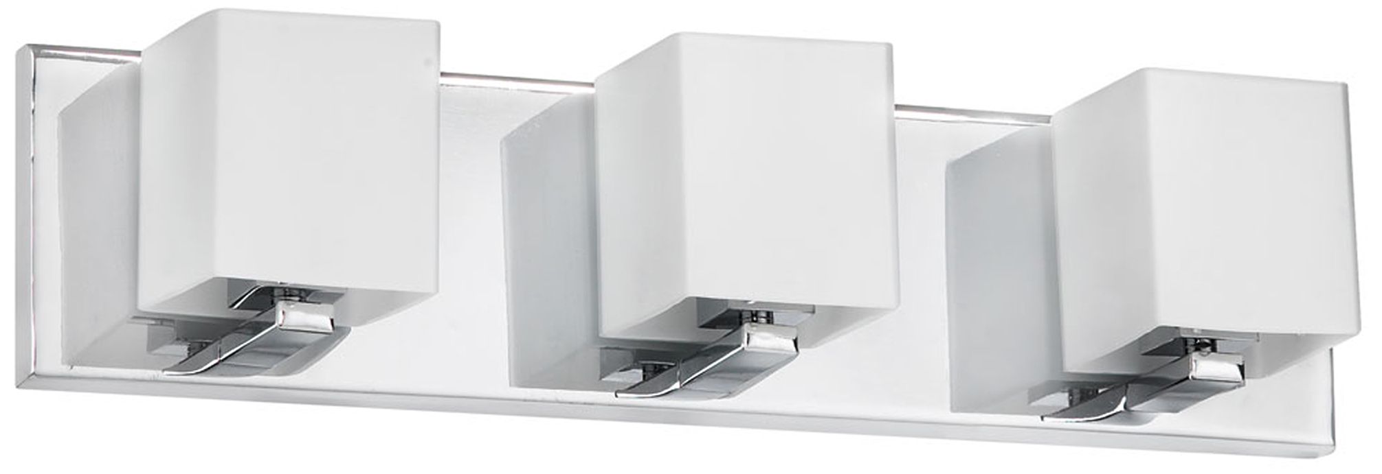 Image 2 Verona 19" Wide 3 Light Polished Chrome Vanity Light With White Glass Shade