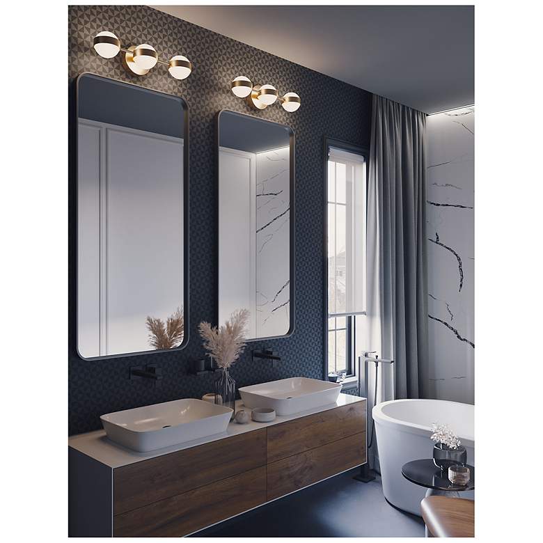 Image 2 Verona 22" Wide Satin Brass LED Vanity With White Acrylic Shade more views