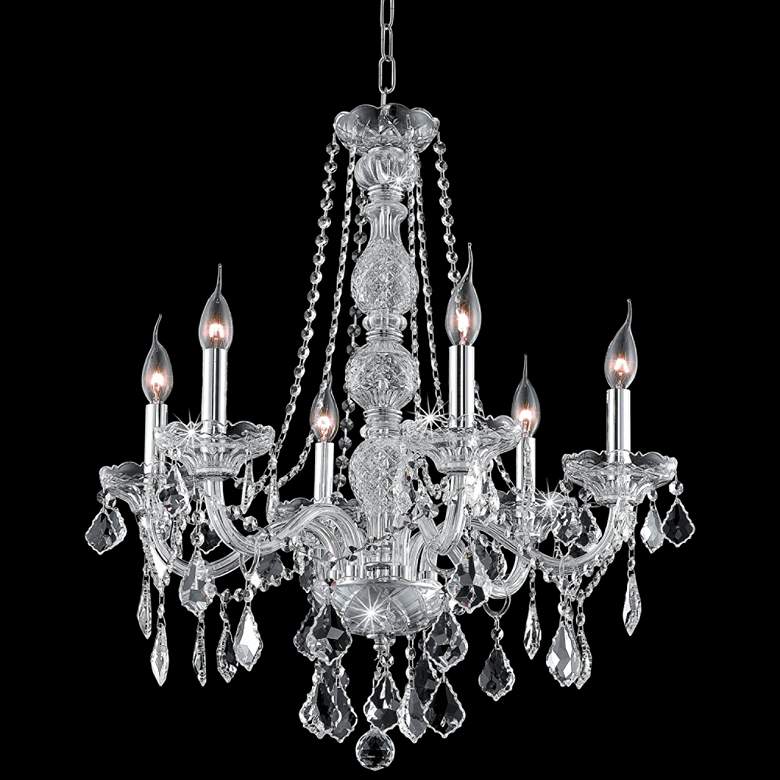 Image 1 Verona 24 inch Wide Chrome and Clear Crystal 6-Light Chandelier
