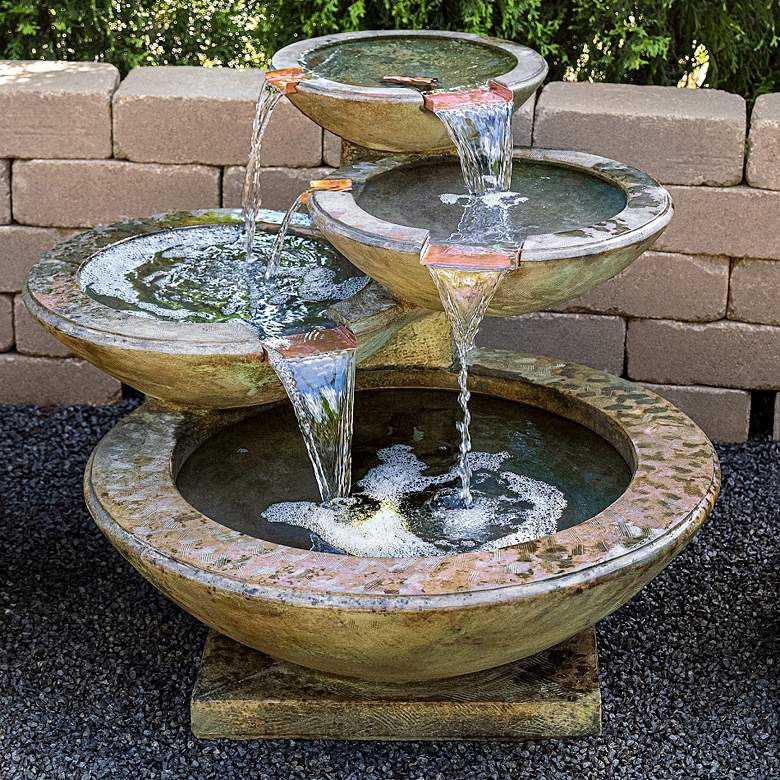 Image 1 Verona 25 inchH Relic Nebbia LED Cascade Outdoor Water Fountain
