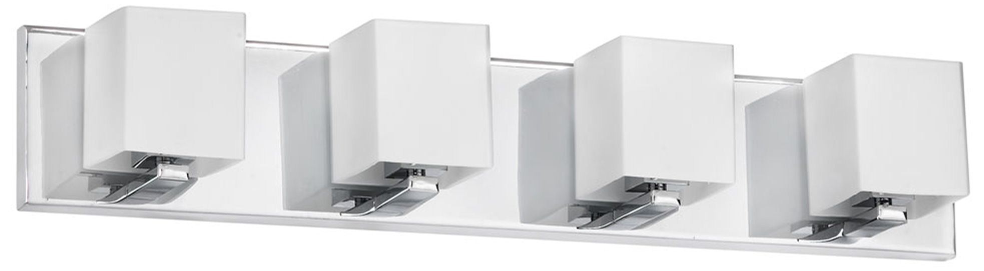 Verona 26" Wide 4 Light Polished Chrome Vanity Light With White Glass Shade