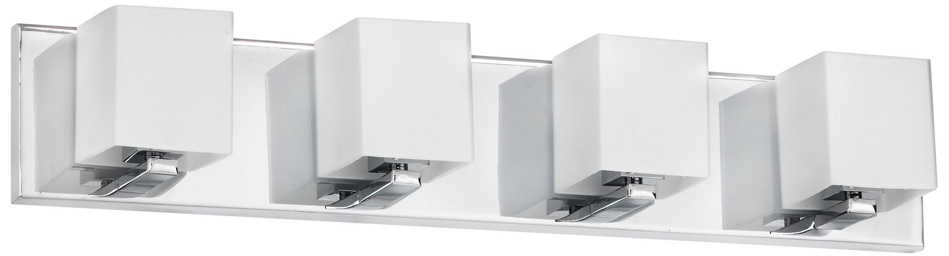 Image 3 Verona 26" Wide 4 Light Polished Chrome Vanity Light With White Glass Shade more views