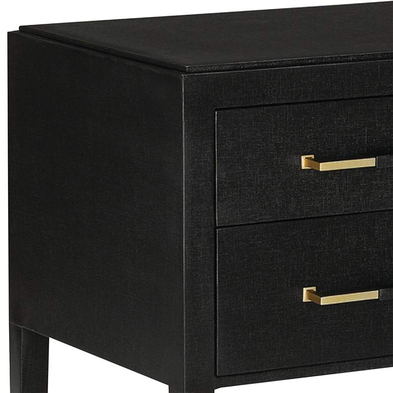 Image 2 Verona 28 inch Wide Black Lacquered 2-Drawer Nightstand more views