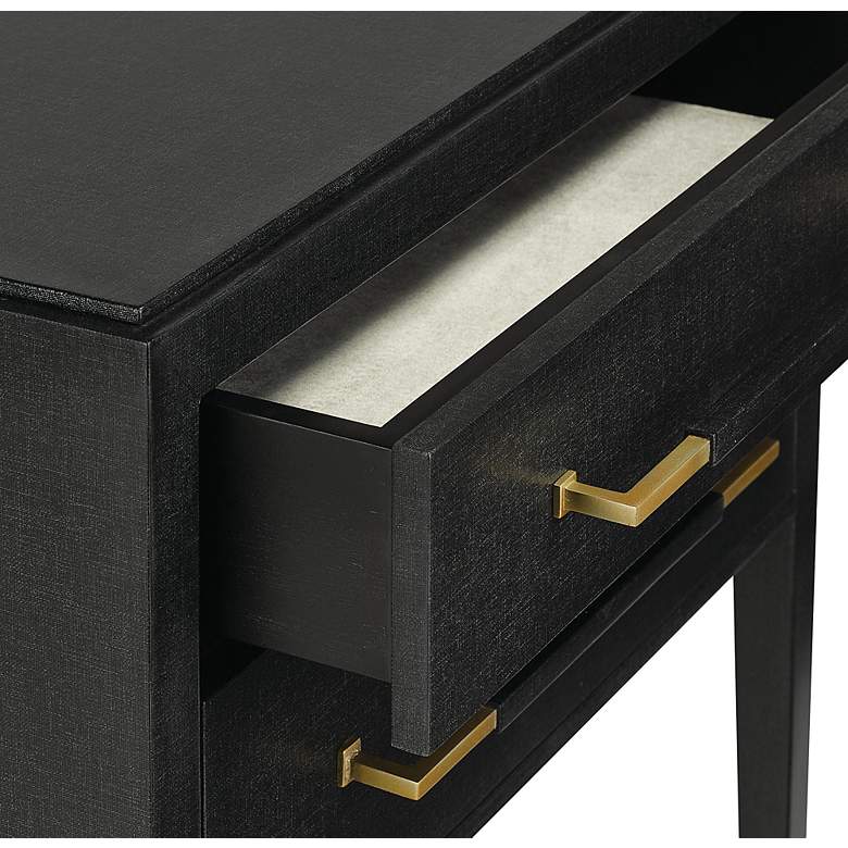 Image 4 Verona 28 inch Wide Black Lacquered 2-Drawer Nightstand more views