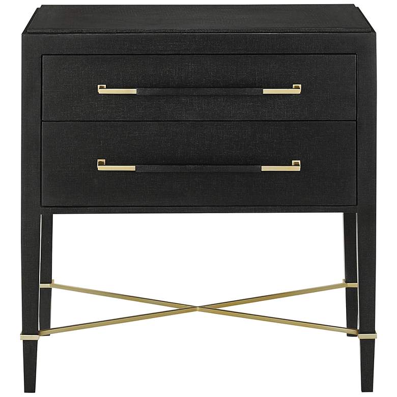Image 5 Verona 28" Wide Black Lacquered 2-Drawer Nightstand more views