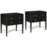 Verona 28" Wide Black Lacquered 2-Drawer Nightstands Set of 2
