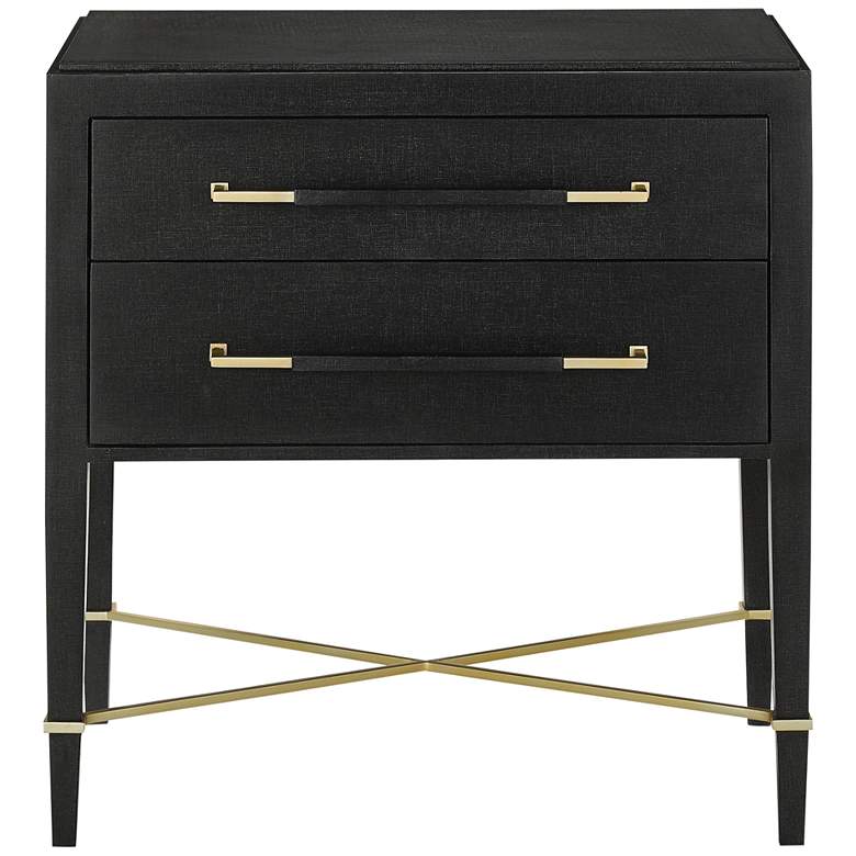 Image 3 Verona 28 inch Wide Black Lacquered 2-Drawer Nightstands Set of 2 more views