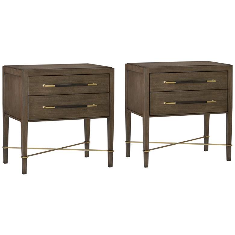 Image 1 Verona 28 inch Wide Chanterelle and Coffee 2-Drawer Nightstands Set of 2
