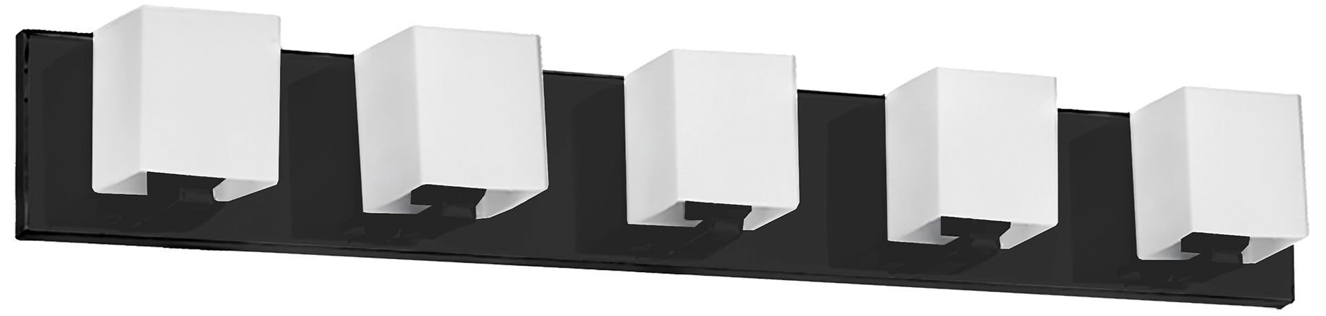 Verona 29.5" Wide 5 Light Matte Black Vanity Light With White Glass Shade