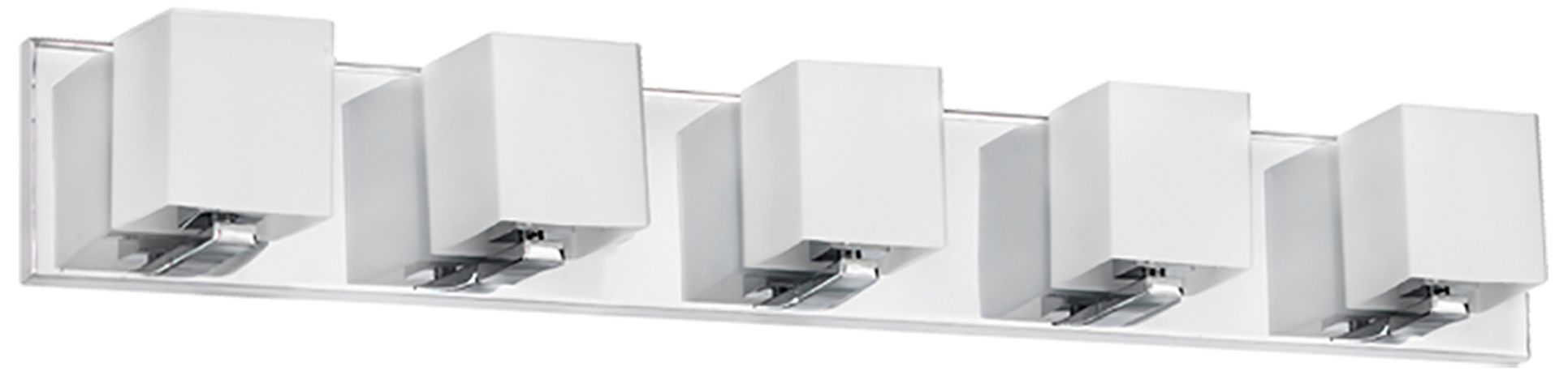 Verona 29.5" Wide 5 Light Polished Chrome Vanity Light w/ White Glass Shade