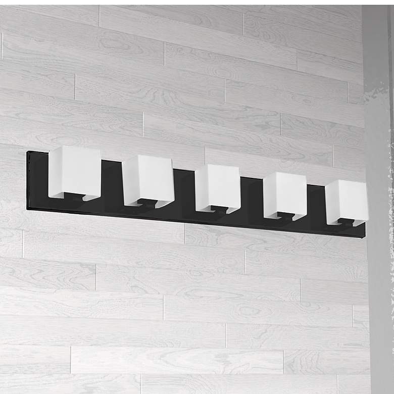 Image 1 Verona 29 1/2" Wide Painted Black 5-Light Bath Light