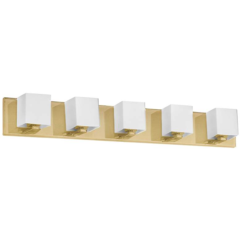 Image 1 Verona 29 1/2"W Electroplated Aged Brass 5-Light Bath Light