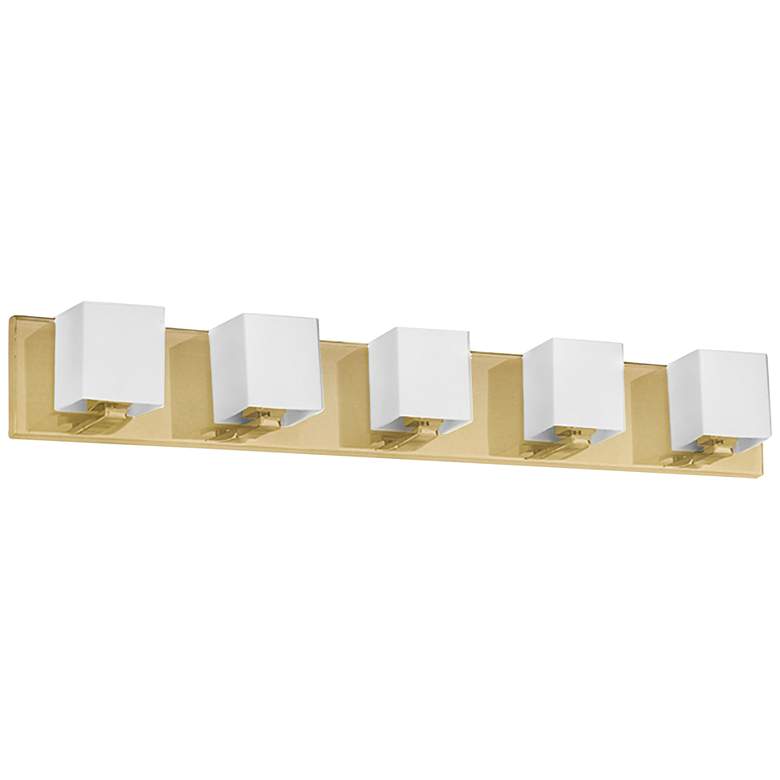 Image 1 Verona 29 1/2 inchW Electroplated Aged Brass 5-Light Bath Light