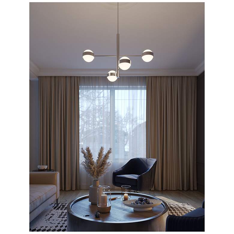 Image 2 Verona 30" Wide 4-Light Satin Nickel Finish LED Pendant Light more views