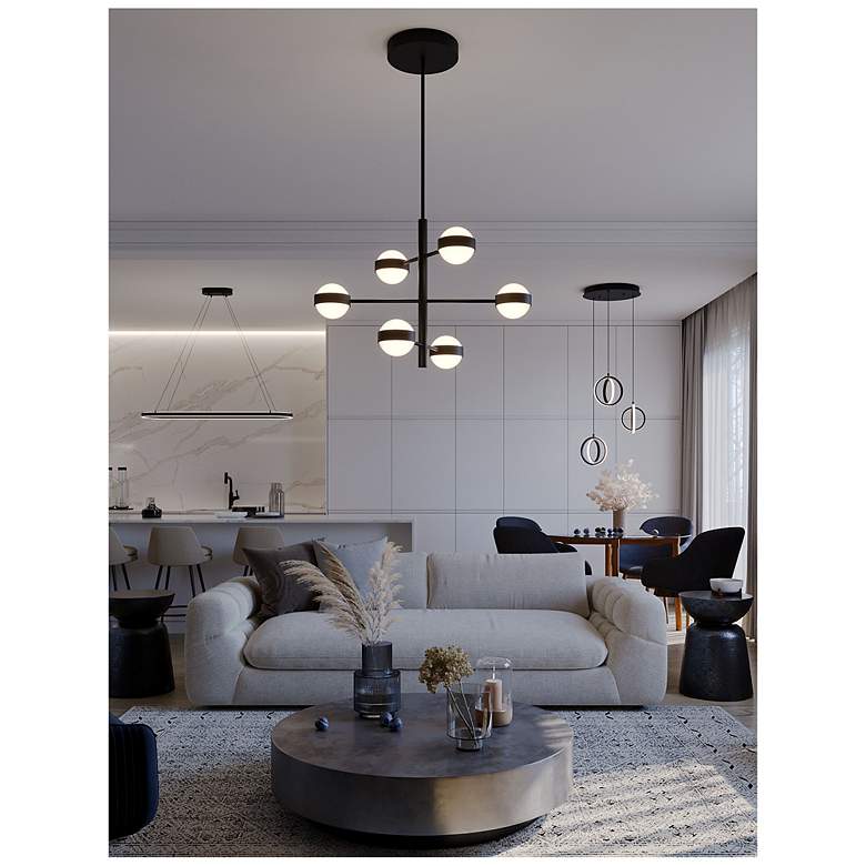 Image 2 Verona 30" Wide 6-Light Black Finish LED Pendant Light more views