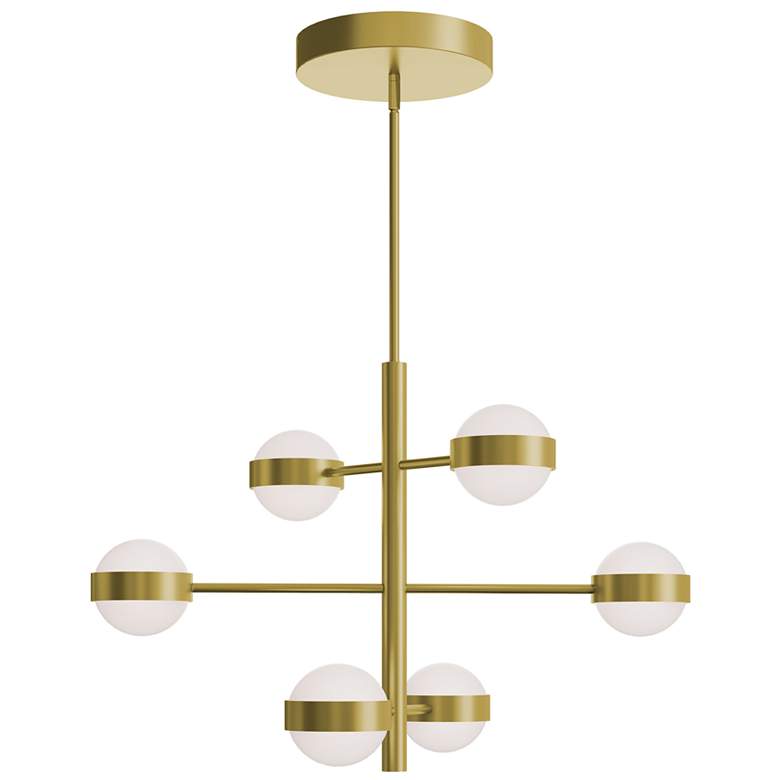 Image 1 Verona 30" Wide 6 Light Light Antique Brass LED Pendant