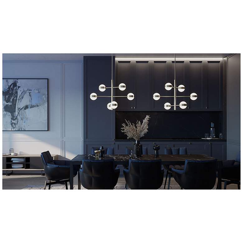 Image 2 Verona 30" Wide 6-Light Satin Nickel LED Finish Pendant Light more views