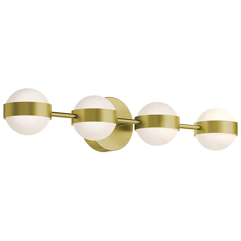 Image 1 Verona 30" Wide Satin Brass LED Vanity With White Acrylic Shade