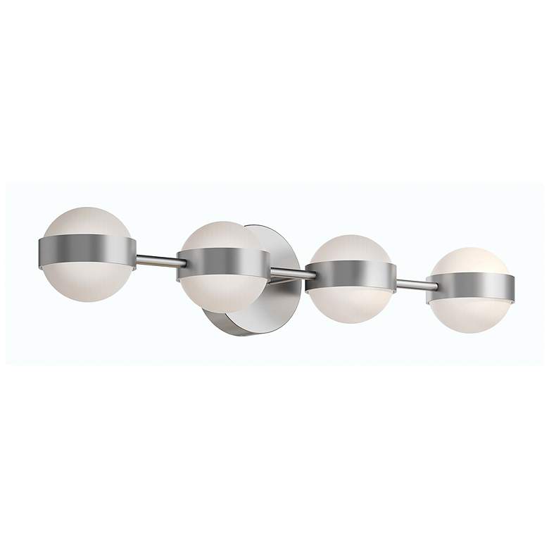 Image 1 Verona 30" Wide Satin Nickel LED Vanity With White Acrylic Shade
