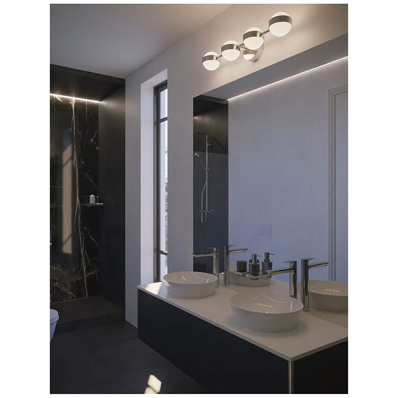 Image 2 Verona 30" Wide Satin Nickel LED Vanity With White Acrylic Shade more views