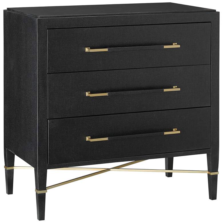 Image 1 Verona 32 inch Wide Black Lacquered 3-Drawer Accent Chest