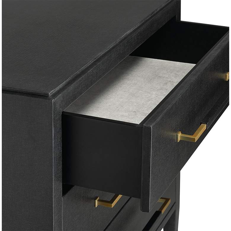 Image 4 Verona 32" Wide Black Lacquered 3-Drawer Accent Chest more views