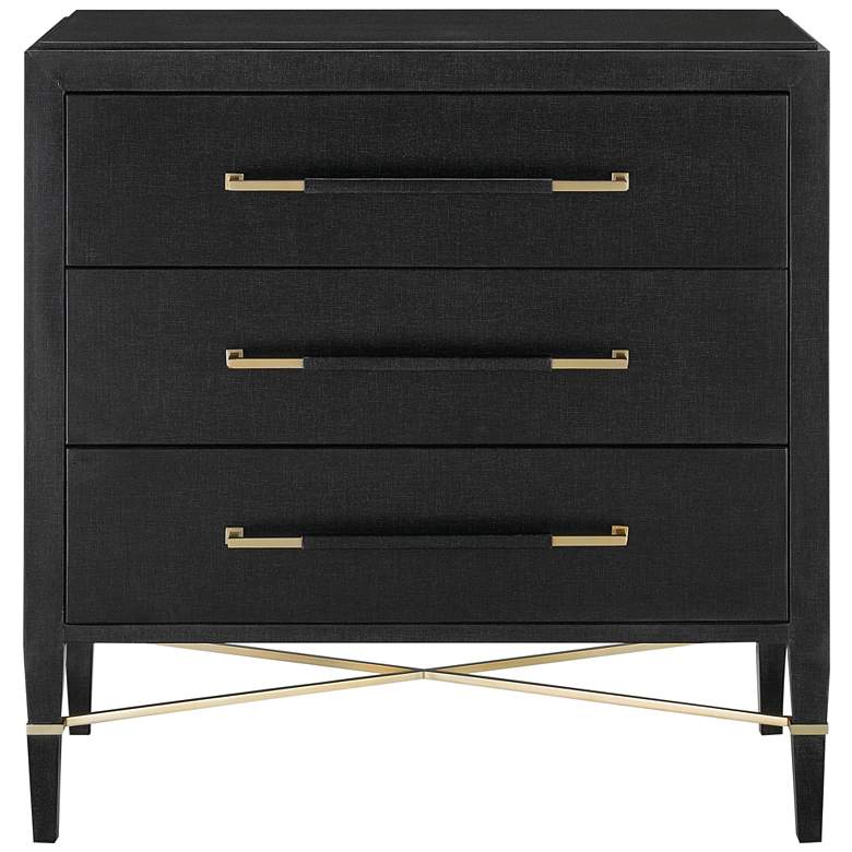 Image 5 Verona 32 inch Wide Black Lacquered 3-Drawer Accent Chest more views