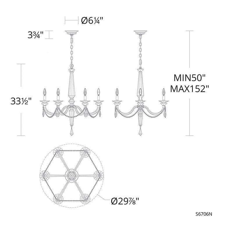 Image 6 Verona 33.5"H x 29.9"W 6-Light Crystal Chandelier in Black more views