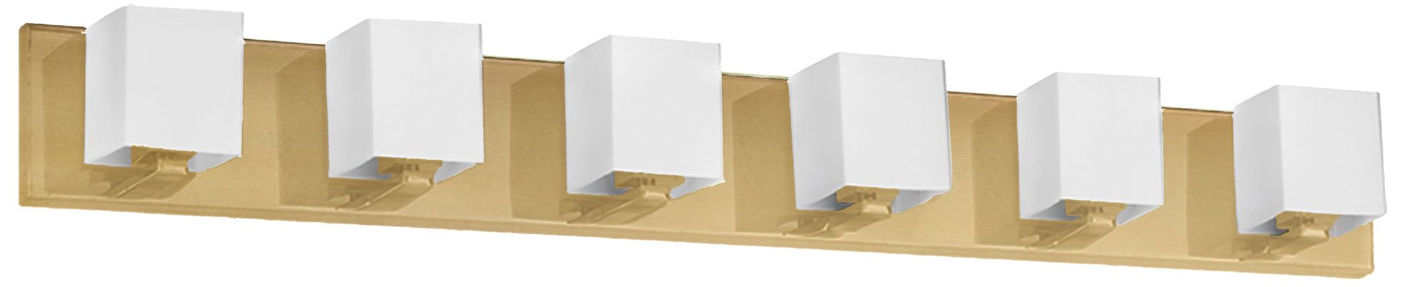 Image 2 Verona 35.5" Wide 6 Light Aged Brass Vanity Light With White Glass Shade