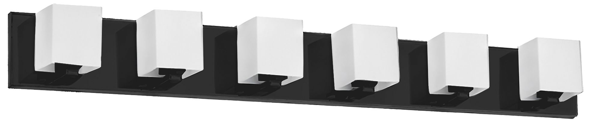 Verona 35.5" Wide 6 Light Matte Black Vanity Light With White Glass Shade