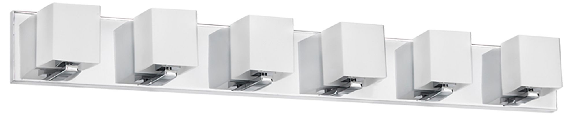 Verona 35.5" Wide 6 Light Polished Chrome Vanity Light w/ White Glass Shade