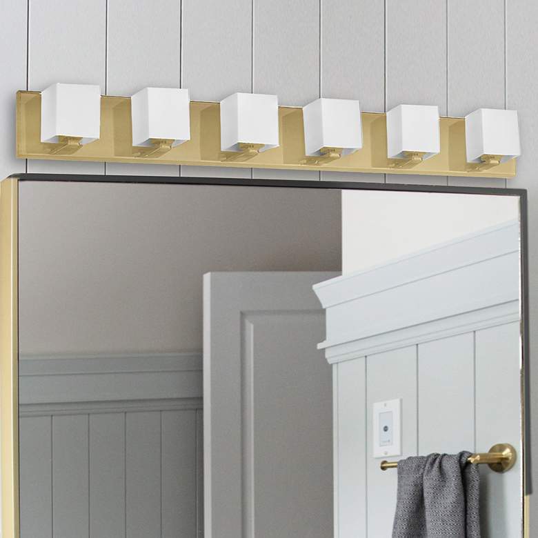 Image 1 Verona 35 1/2"W Electroplated Aged Brass 6-Light Bath Light