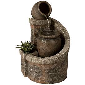Image3 of Verona 35" High Rustic Brick Garden Fountain with LED Light