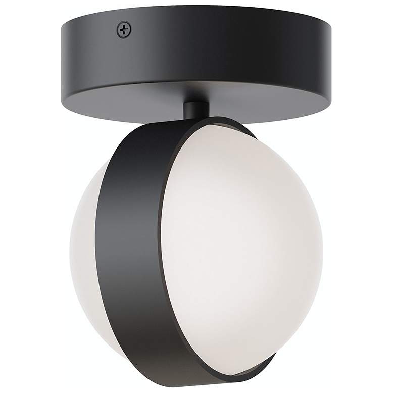 Image 1 Verona 5" Wide Black Flush Ceiling Light With White Acrylic Shade