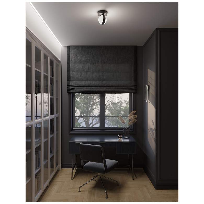 Image 2 Verona 5" Wide Black Flush Ceiling Light With White Acrylic Shade more views