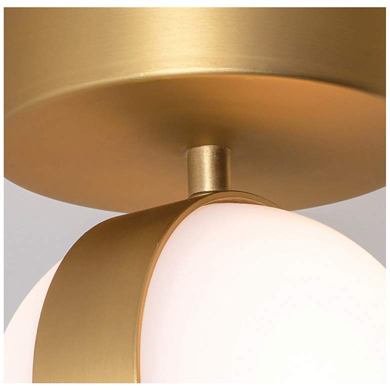 Image 4 Verona 5" Wide Light Antique Brass Ceiling Light With White Acrylic Sh more views