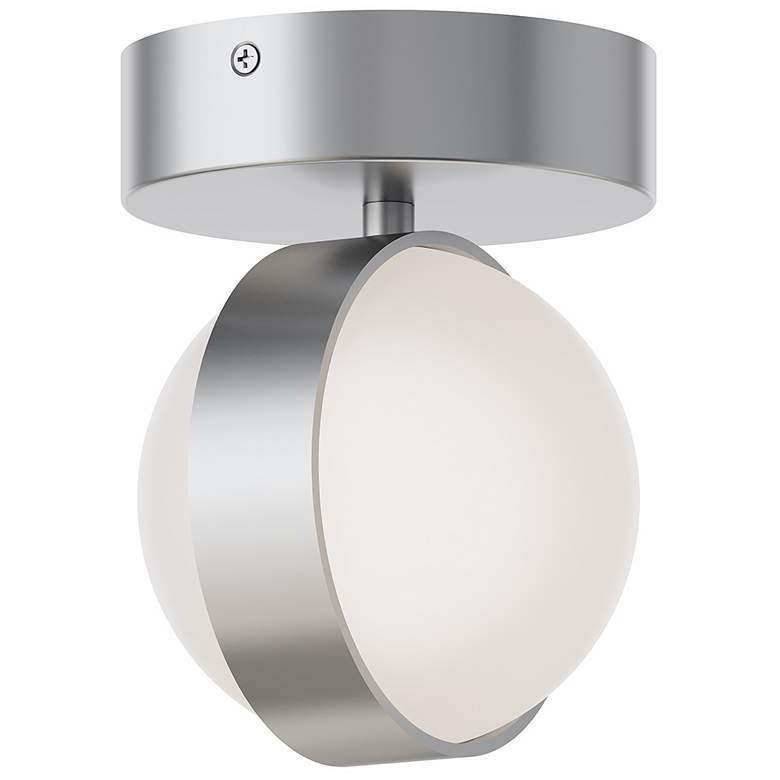 Image 1 Verona 5" Wide Satin Nickel Flush Ceiling Light With White Acrylic Sha