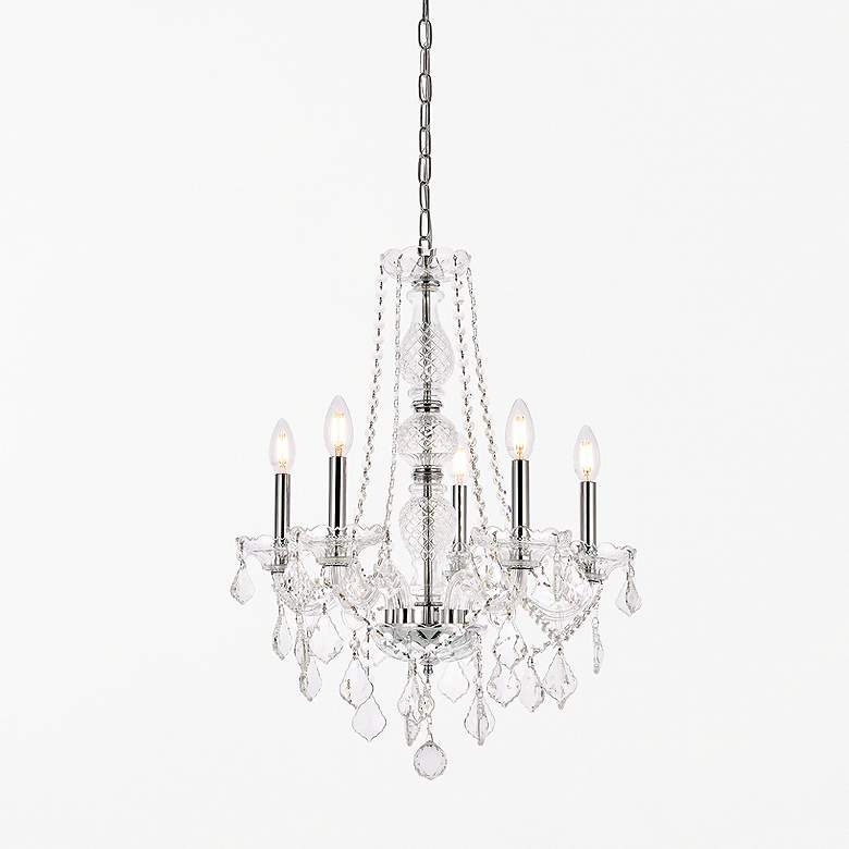 Image 1 Verona 5 Lt Chrome Chandelier Clear