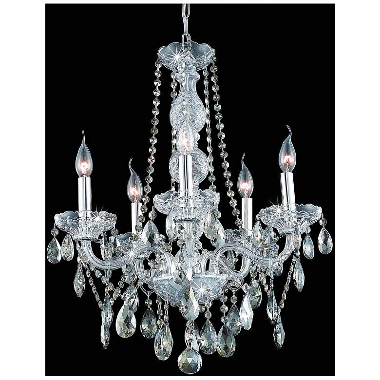 Image 1 Verona 5 Lt Chrome Chandelier Golden Teak