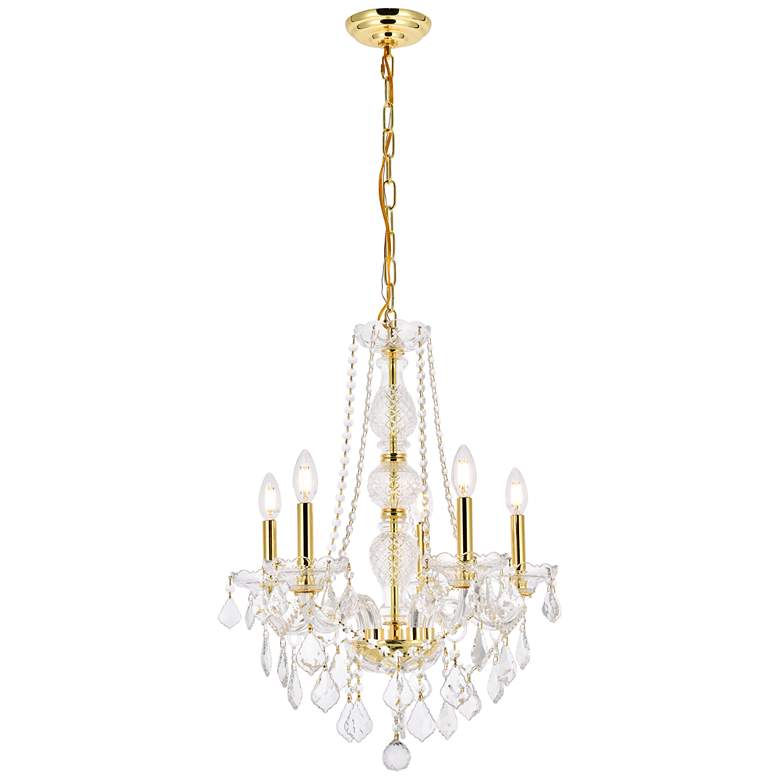 Image 1 Verona 5 Lt Gold Chandelier Clear