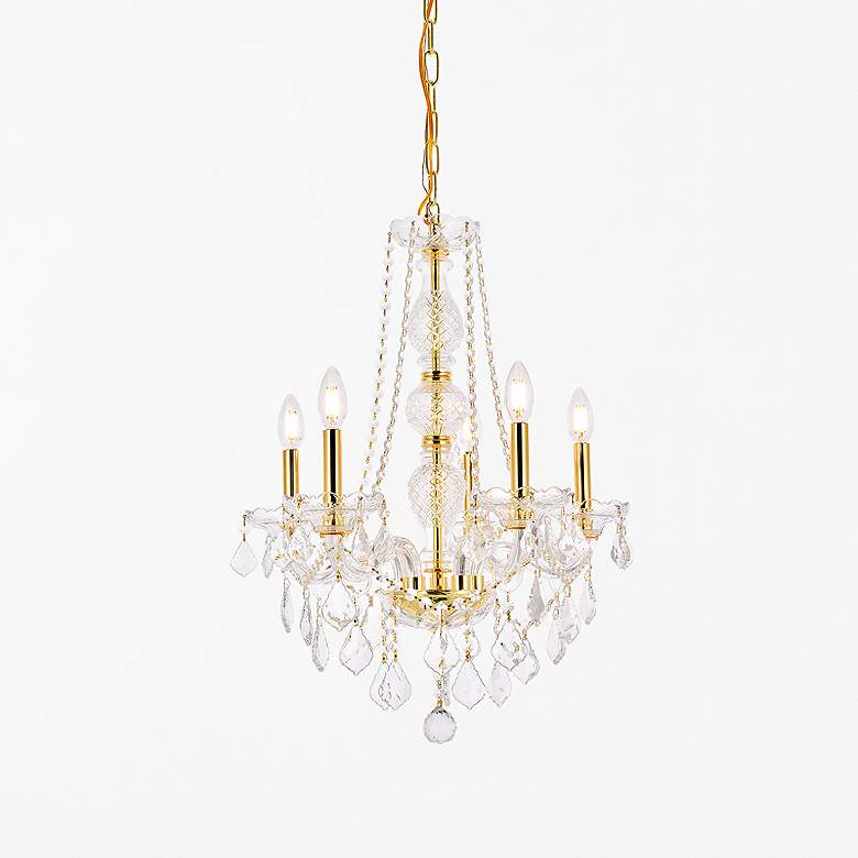 Image 1 Verona 5 Lt Gold Chandelier Clear